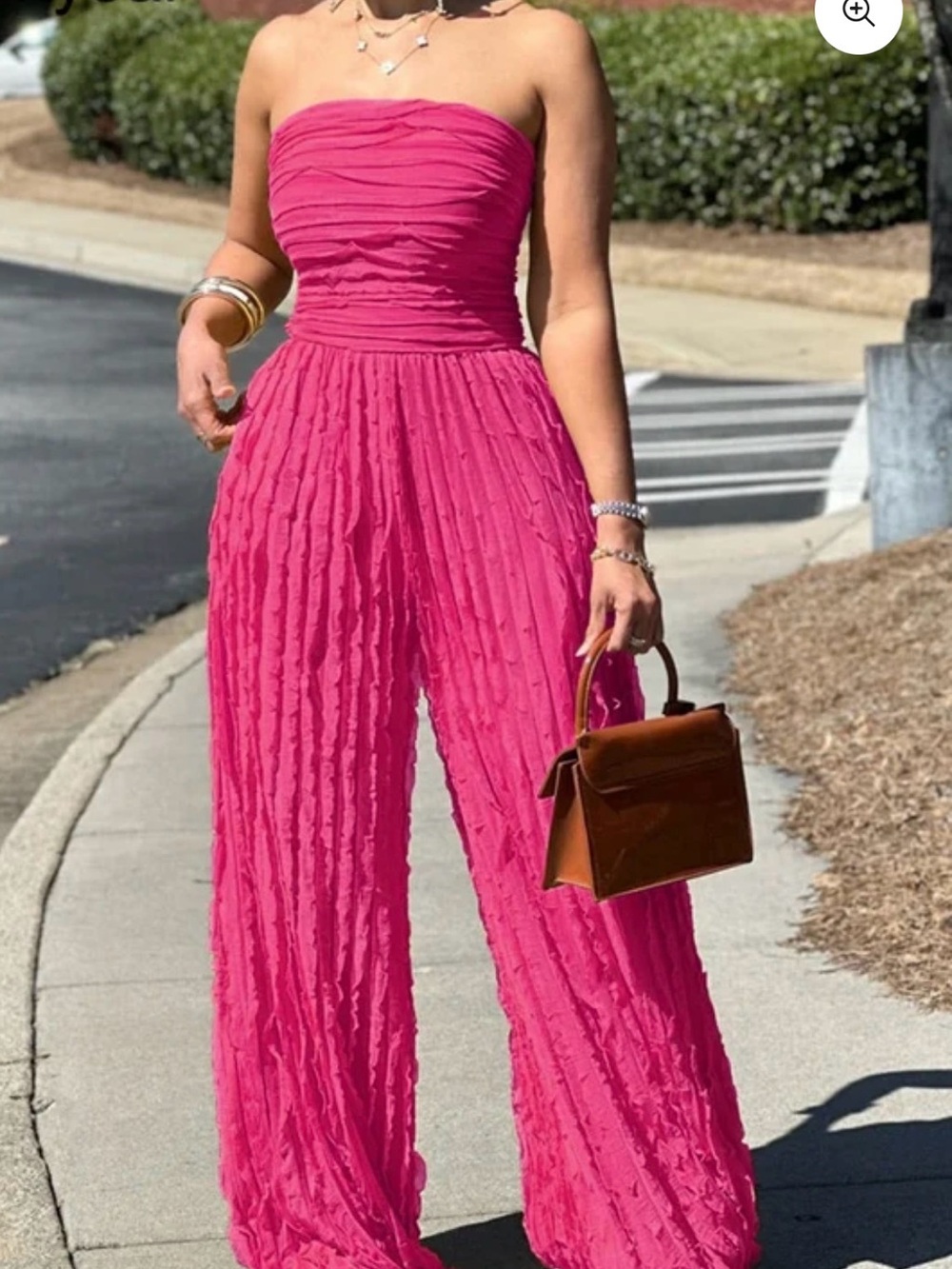 WOMEN'S RUCHED STRAPLESS WIDE LEG ONE PIECE JUMPSUIT sz L Club summer party